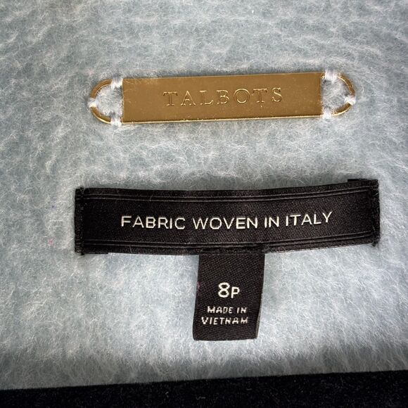 Talbots Coat Womens 8P Light Blue Wool Single Breasted Lapel Italian Fabric - Picture 4 of 15